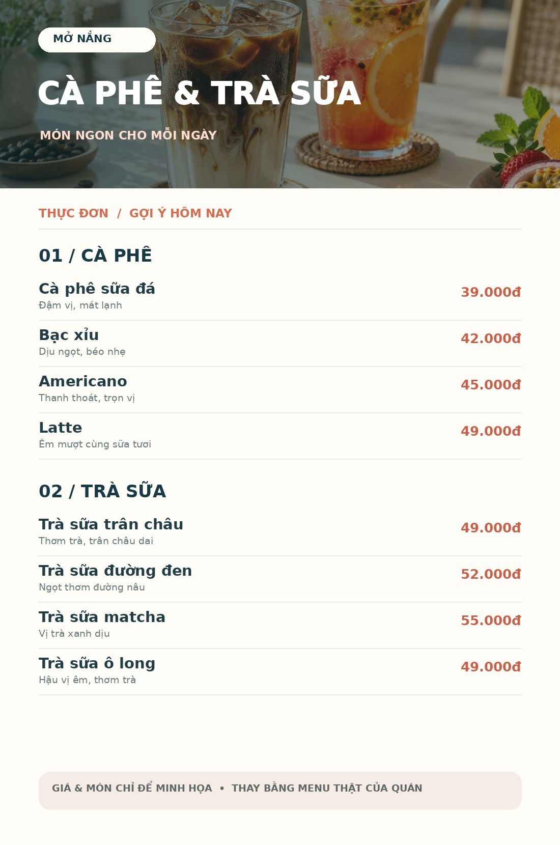 01 / Cà phê & trà sữa